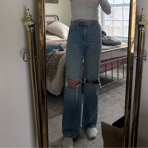 Garage Distressed Blue Flare Jeans size 1